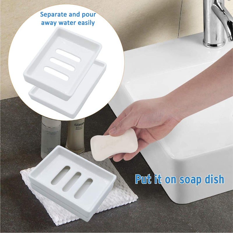 Lofekea Ceramic Soap Dish Bar Soap Holder Double Layer Soap Tray Draining by Lofekea - Image 2